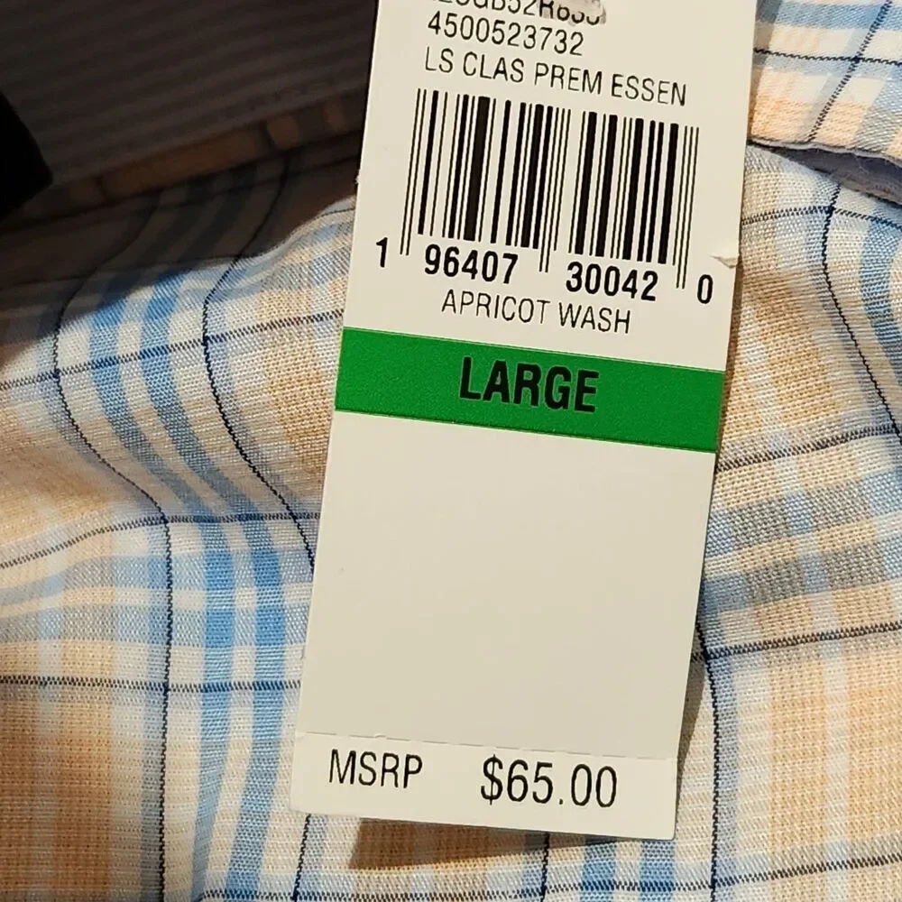 Izod Mens Shirt Size Large Plaid Button Down Stretch